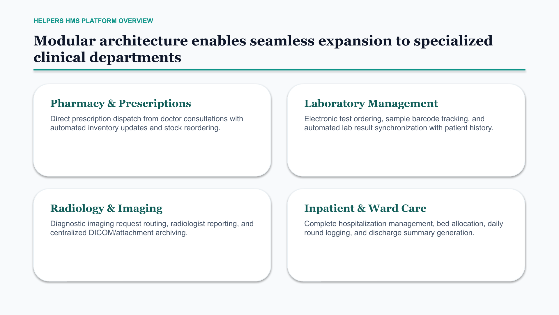 Slide 6 — Modular clinical departments